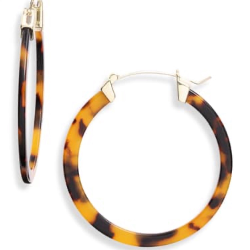 Sterling forever Leopard Acetate hoop earring - Picture 1 of 2